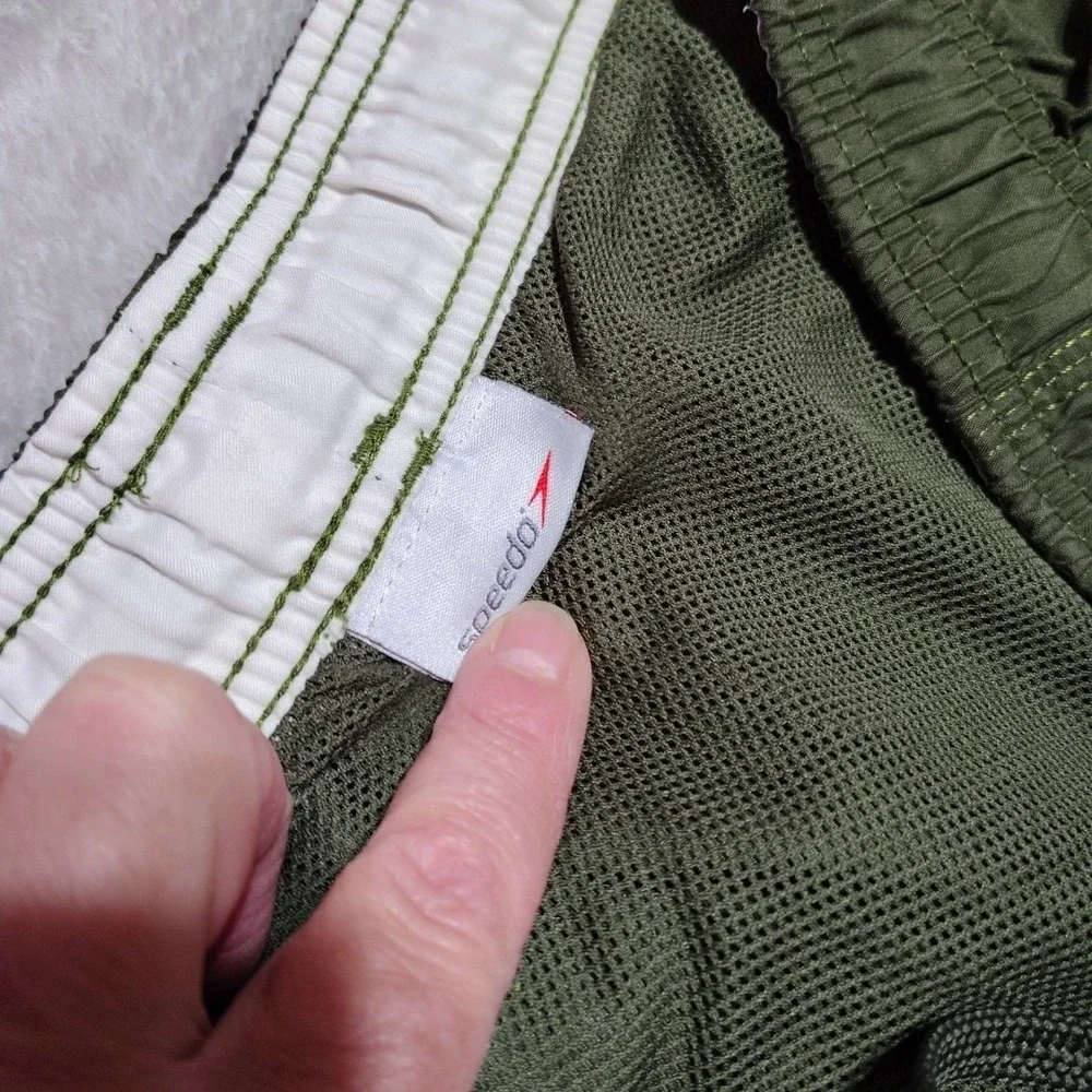 Speedo Swim Trunks Men 38/7 Green‎ Lined Beach Surf Activity Pockets Volleyball